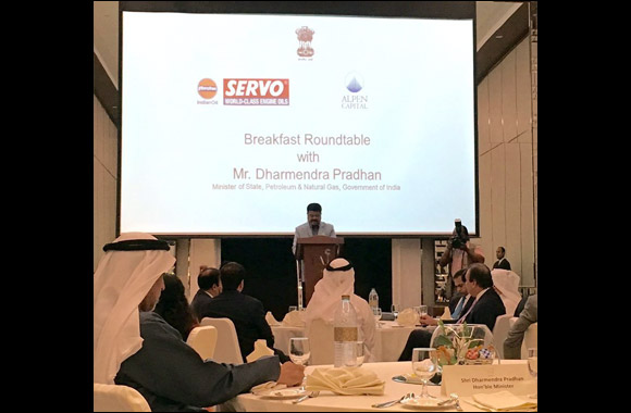 Mr. Dharmendra Pradhan, Indian Minister of State for Petroleum & Natural Gas addresses a round table on investment opportunities in India