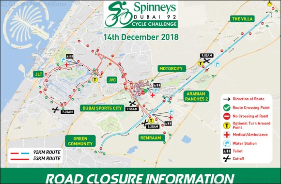 Spinneys Dubai 92 Cycle Challenge | Road Closure Timings