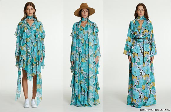 Kristina Fidelskaya  Fall Blues, Sixties Floral Print, & Retro-Inspired Ruffles