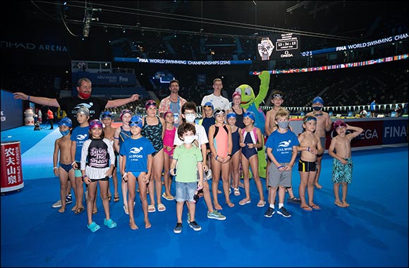 Young Aspiring Swimmers Train With Olympic Champion Florian Wellbrock at Etihad Arena