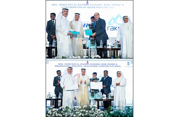 His Highness Sheikh Saud bin Saqr Al Qasimi witnesses key MoUs between RAKEZ, CII, and MIDC at UAE-India: Partnership for Enduring Prosperity Forum