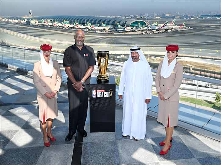 NBA legend James Worthy meets with Emirates Group Chairman ahead of Emirates NBA Cup 2024