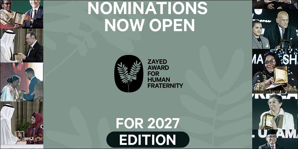 Search for Exceptional Humanitarian Work Launched as Zayed Award for Human Fraternity opens 2027 submissions