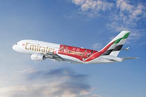 The Emirates A380 dons its Gunners kit