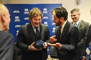Argentinian President Javier Milei and FIA President Mohammed Ben Sulayem open F