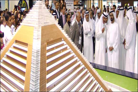 His Highness Sheikh Mohammed bin Rashid Al Maktoum Visits Falconcity of Wonders Stand at Cityscape Global 2013