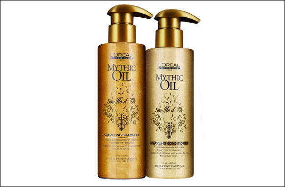 A sparkling solution for healthy hair is now possible with Mythic Oil Souffle D'Or