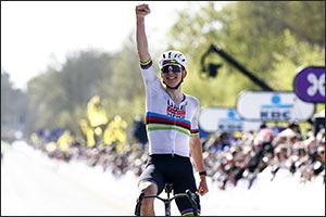 Tadej Pogačar roars to record-equalling third Ronde van Vlaanderen title
